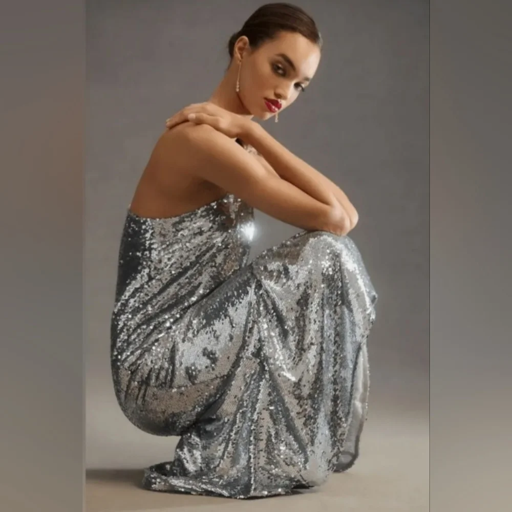NWT MAEVE Anthropologie One-shoulder Sequin Dress - Picture 9 of 9